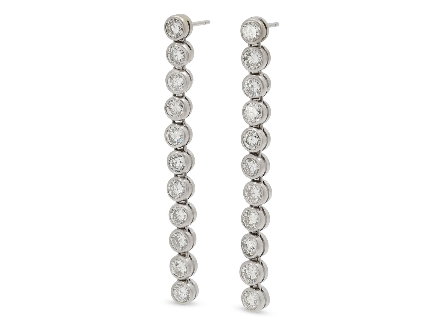 Beladora 'Reimagined' Diamond Line Earrings in 18K White Gold