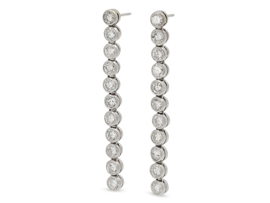 Beladora 'Reimagined' Diamond Line Earrings in 18K White Gold