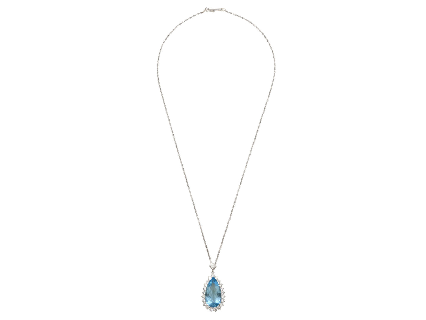 Mid-Century Aquamarine and Diamond Necklace in Platinum