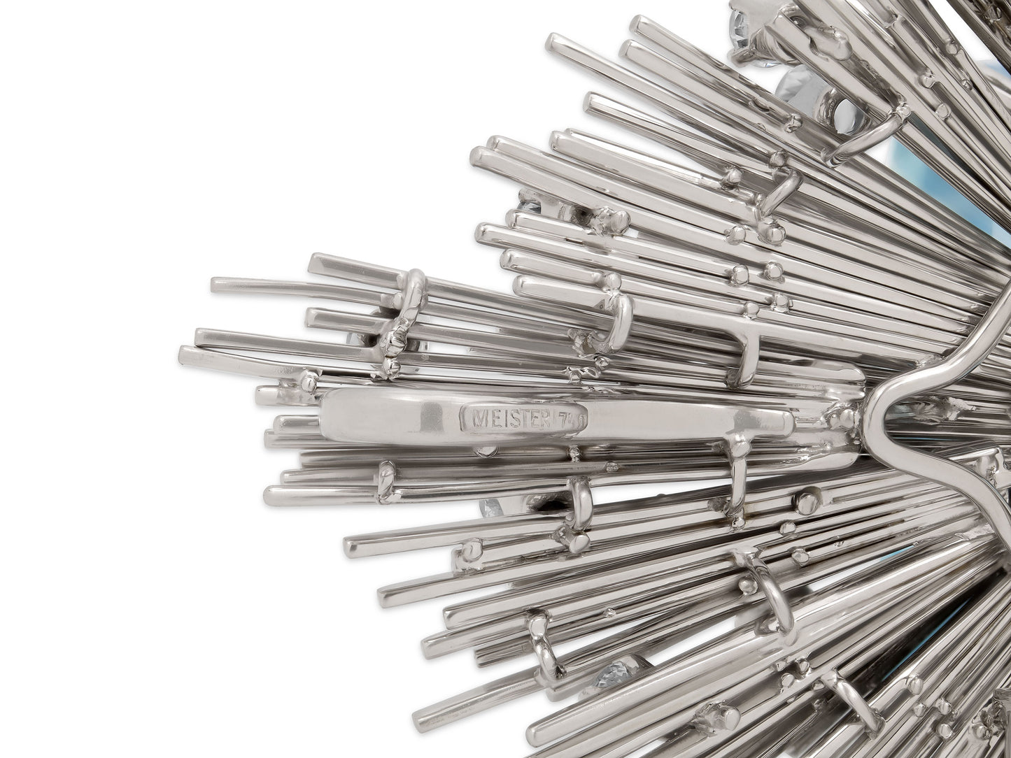 Mid-Century Meister Aquamarine and Diamond Brooch in 18K White Gold