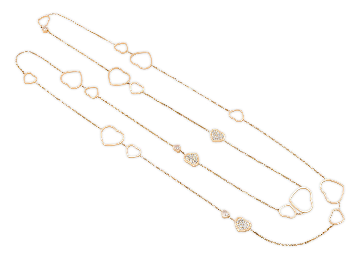 Chopard 'Happy Hearts' Diamond Sautoire Necklace in 18K Rose Gold