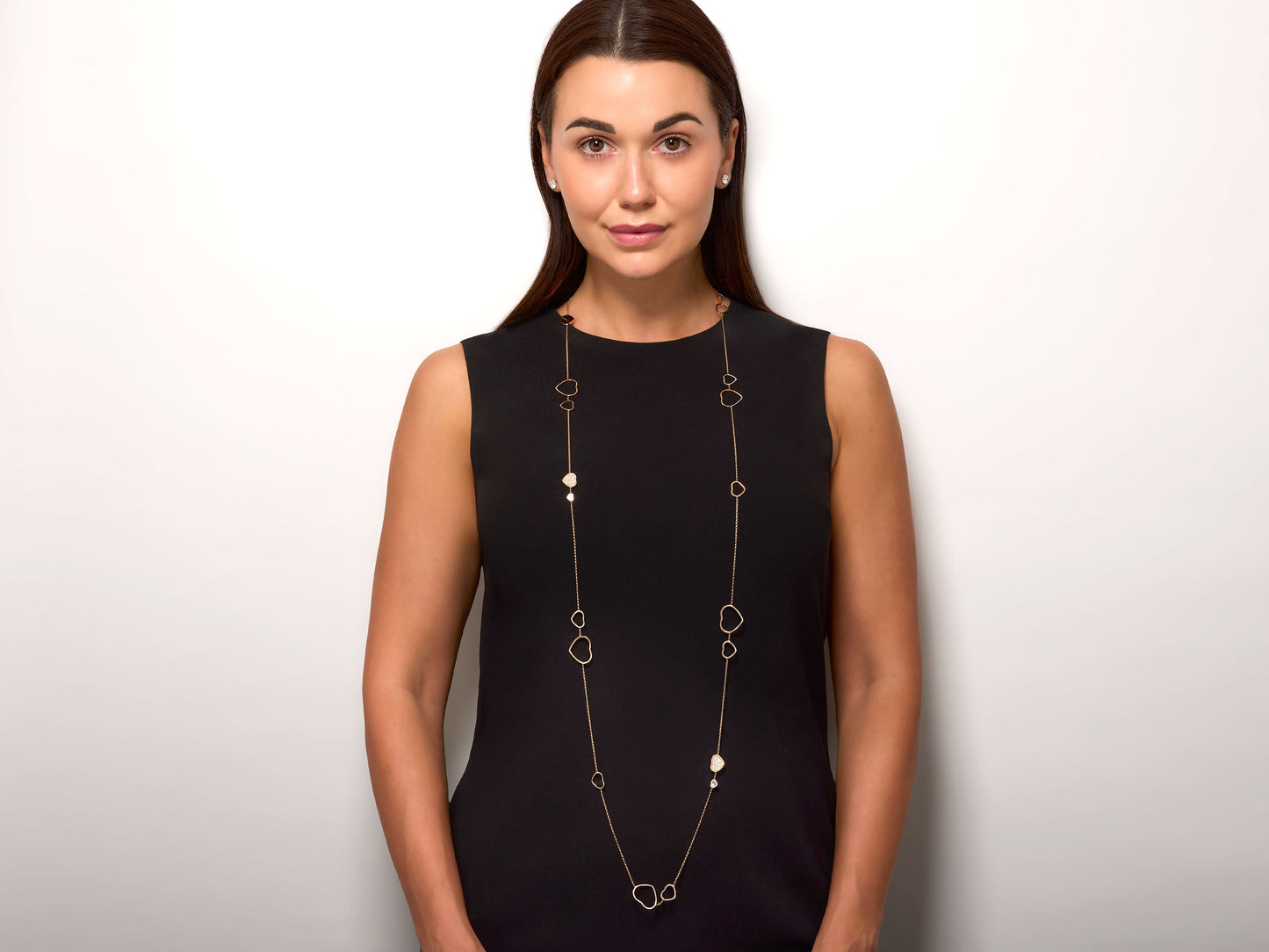 Chopard 'Happy Hearts' Diamond Sautoire Necklace in 18K Rose Gold