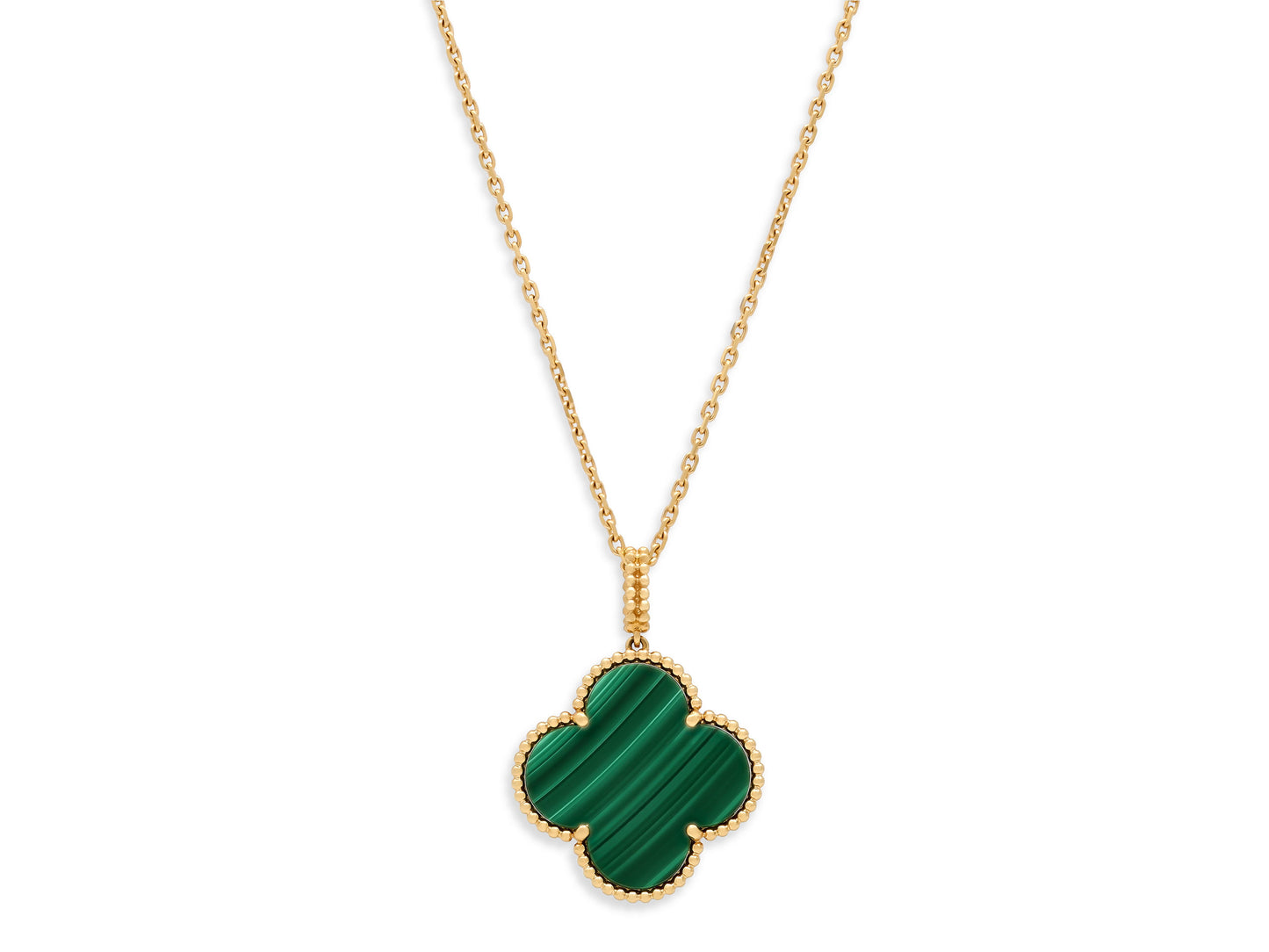 Van Cleef & Arpels 'Magic Alhambra' Malachite Necklace in 18K Gold