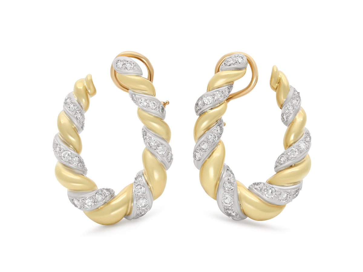 Diamond Twist Earrings in 18K and 14K Gold