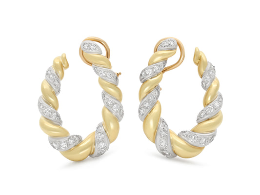 Diamond Twist Earrings in 18K and 14K Gold