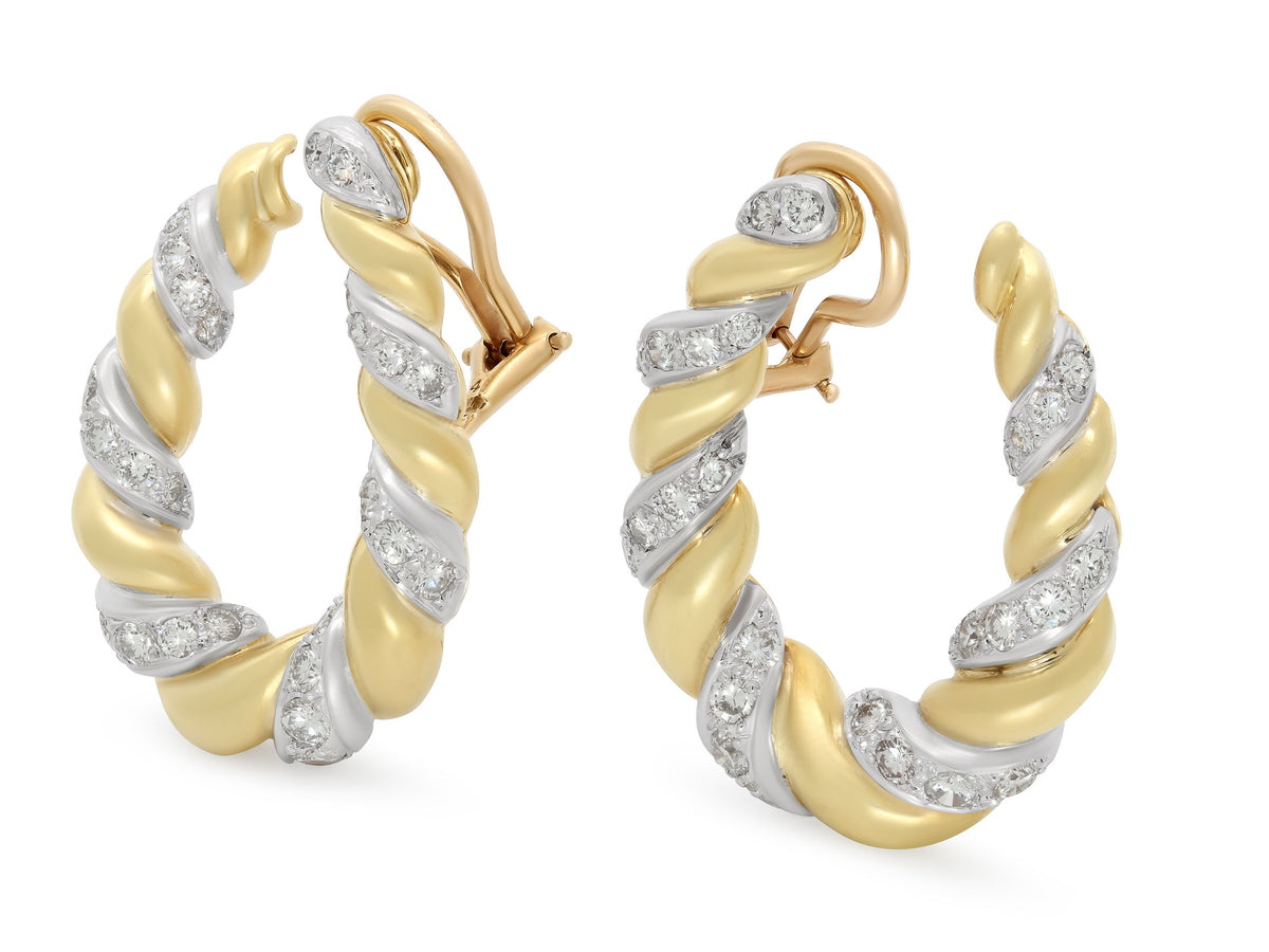 Diamond Twist Earrings in 18K and 14K Gold