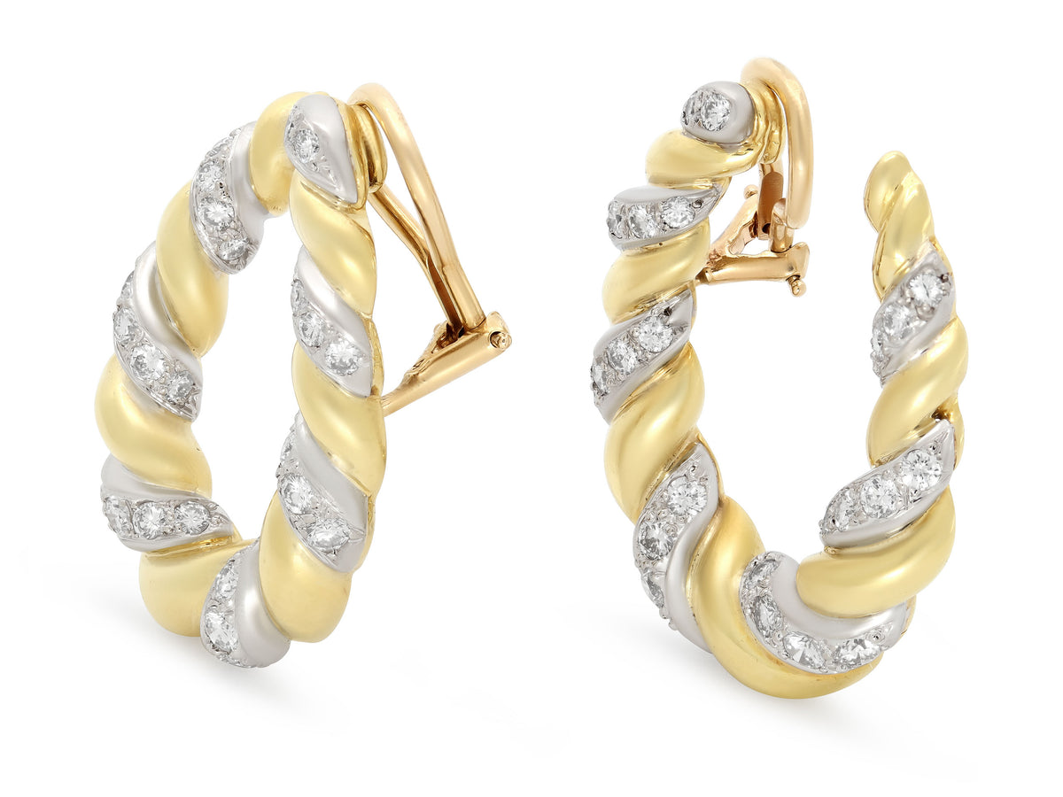 Diamond Twist Earrings in 18K and 14K Gold