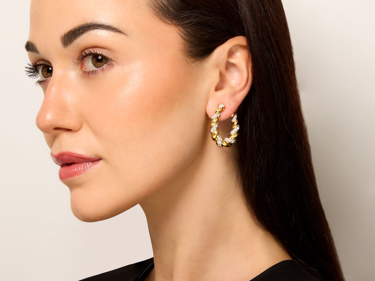 Diamond Twist Earrings in 18K and 14K Gold