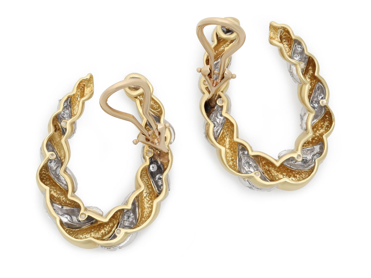 Diamond Twist Earrings in 18K and 14K Gold