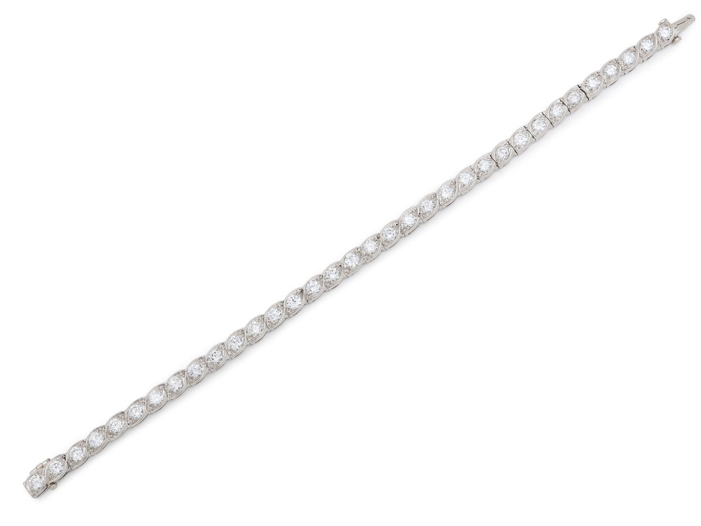 Art Deco Waslikoff Diamond Line Bracelet in Platinum
