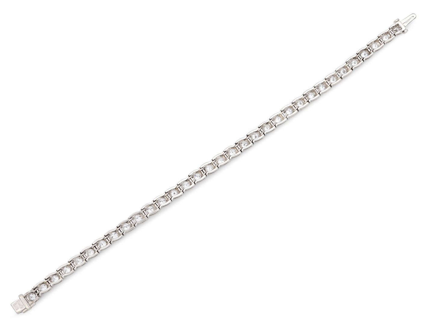 Art Deco Waslikoff Diamond Line Bracelet in Platinum
