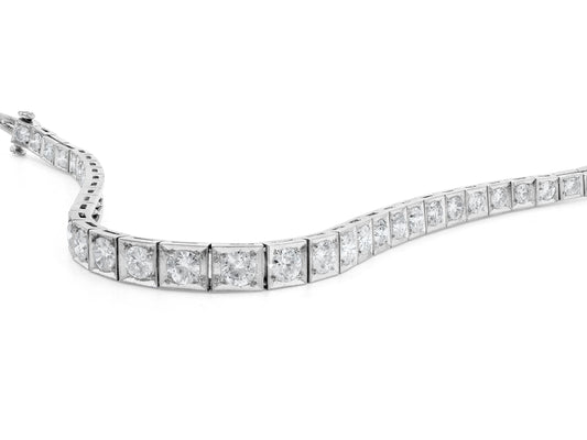 Mid-Century Diamond Bracelet in Platinum
