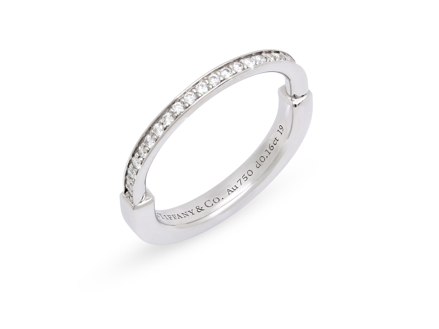 Tiffany & Co. 'Lock' Diamond Ring in 18K White Gold