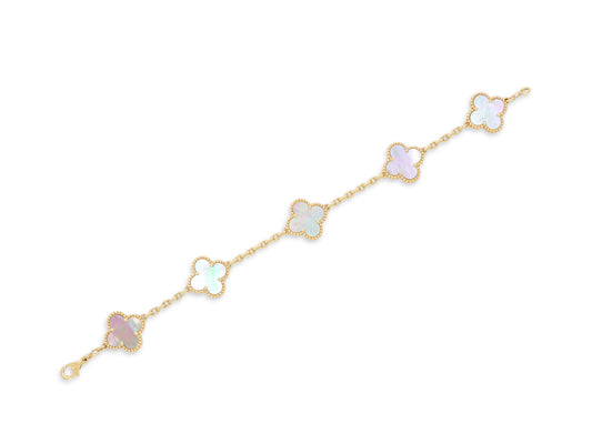 Van Cleef & Arpels 'Vintage Alhambra' Mother-of-Pearl Bracelet in 18K Gold