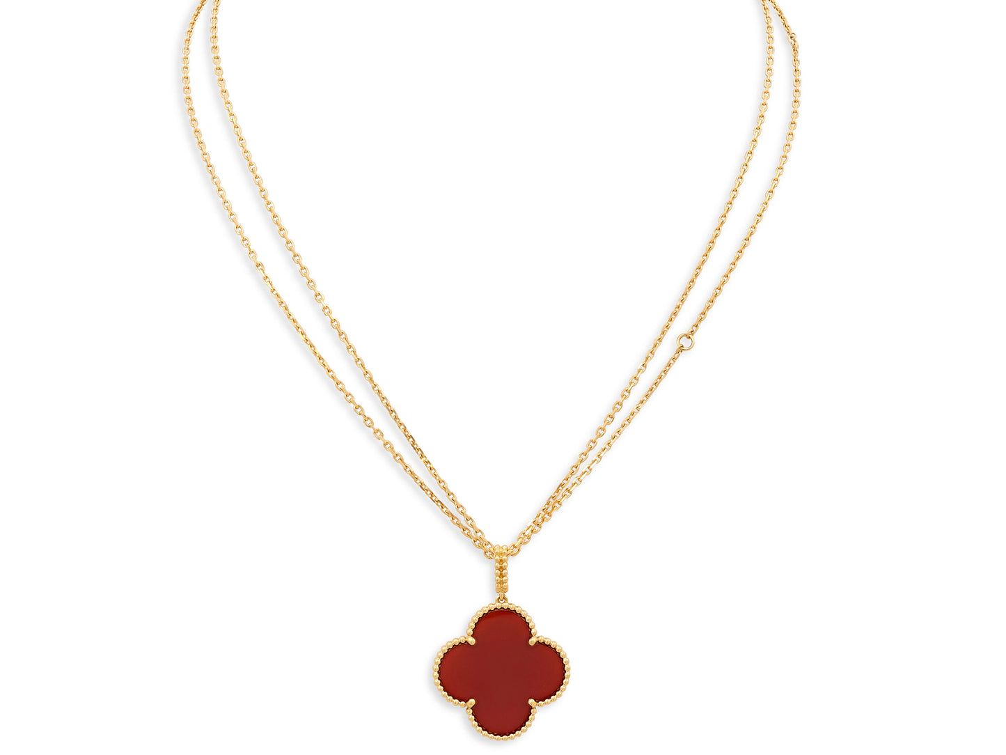 Van Cleef & Arpels 'Magic Alhambra' Carnelian Necklace in 18K Gold