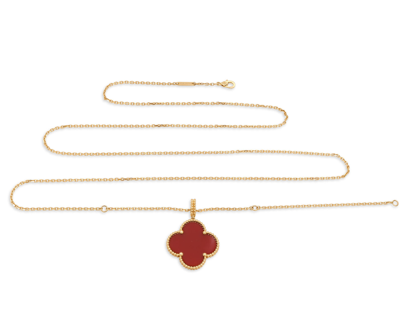 Van Cleef & Arpels 'Magic Alhambra' Carnelian Necklace in 18K Gold