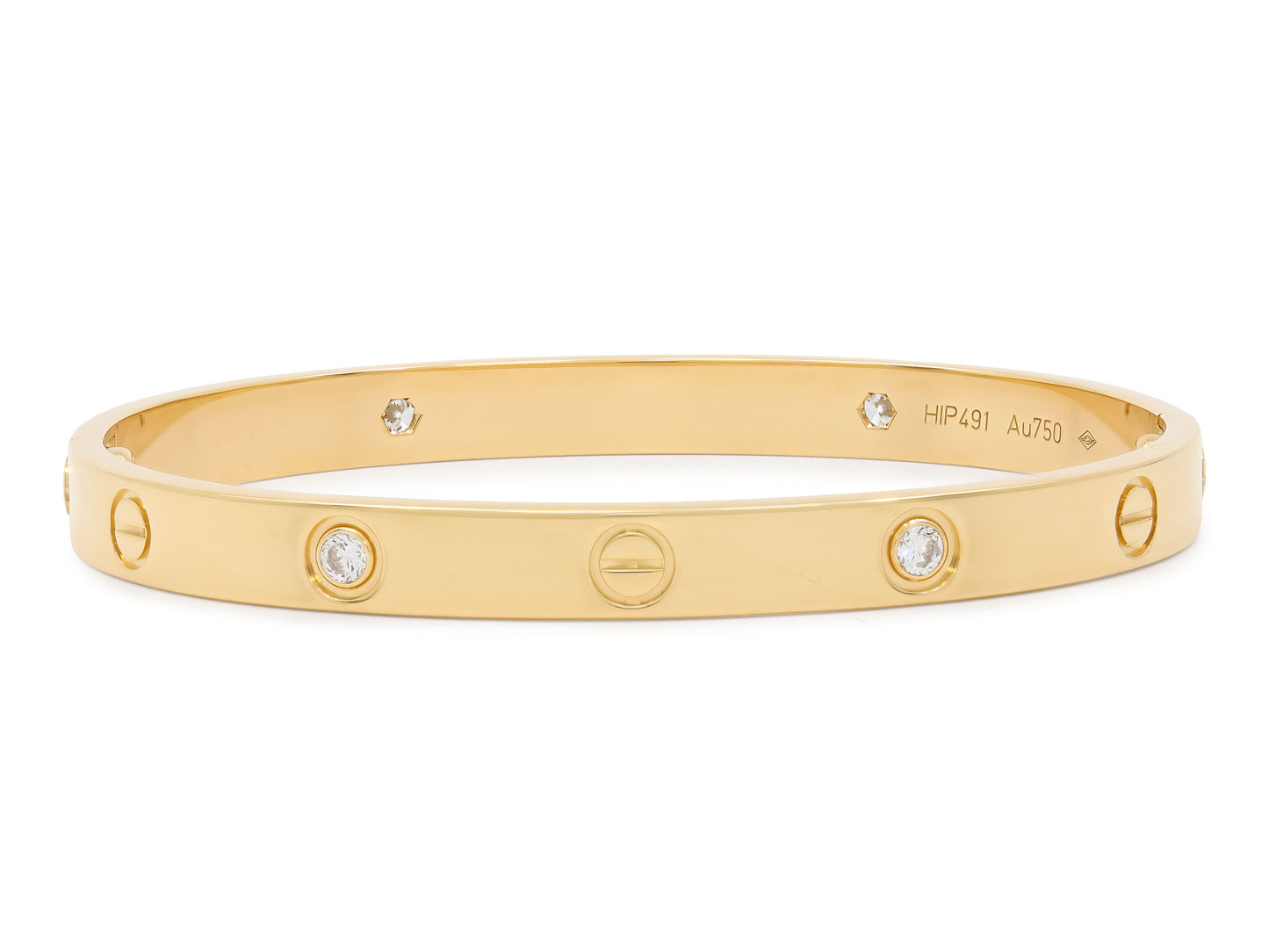 Cartier Diamond 'Love' Bracelet in 18K Gold, 4 diamonds, Classic Model, Size 18