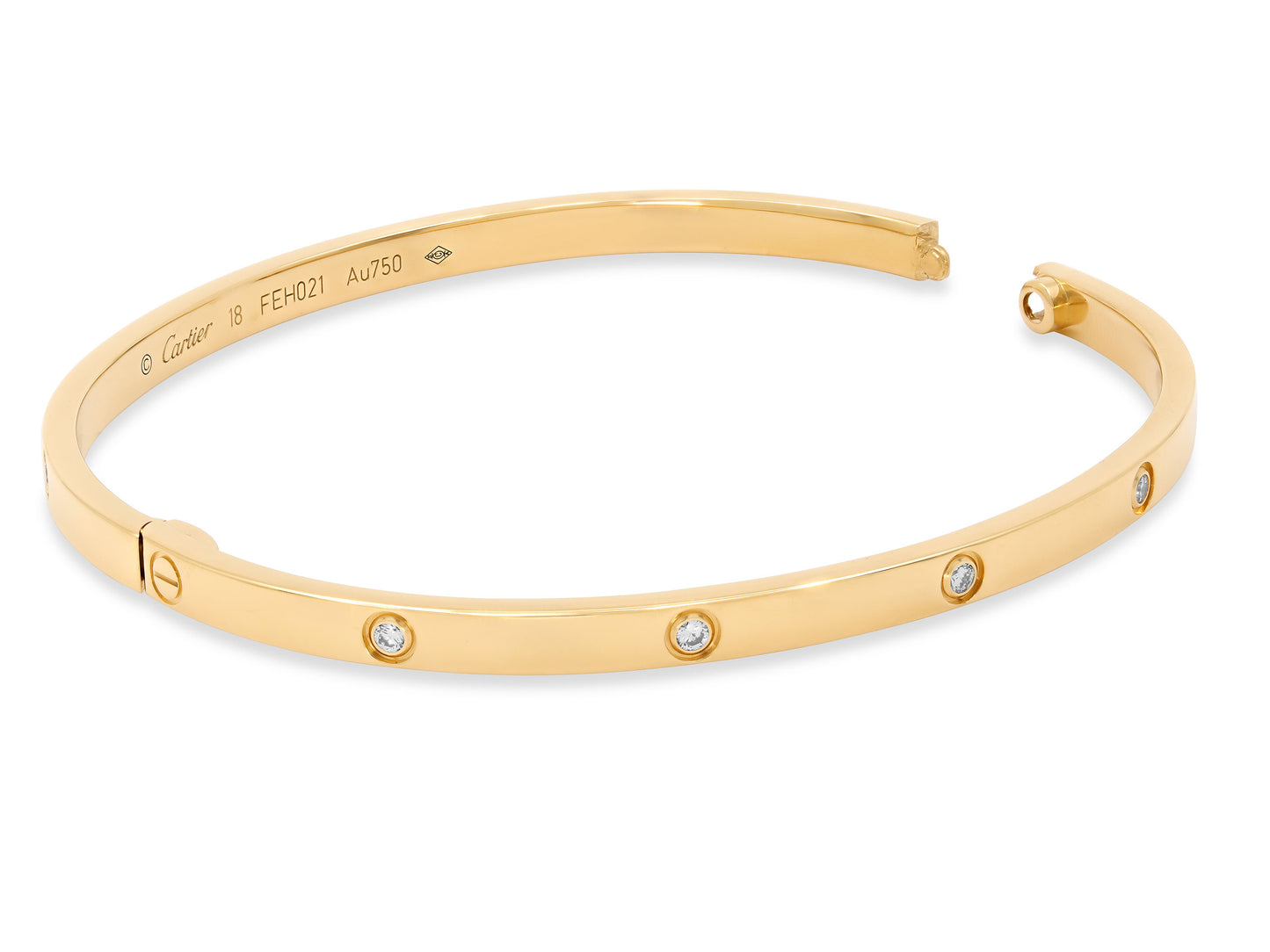 Cartier 'Love' Diamond Bracelet in 18K Gold, Small Model, Size 18