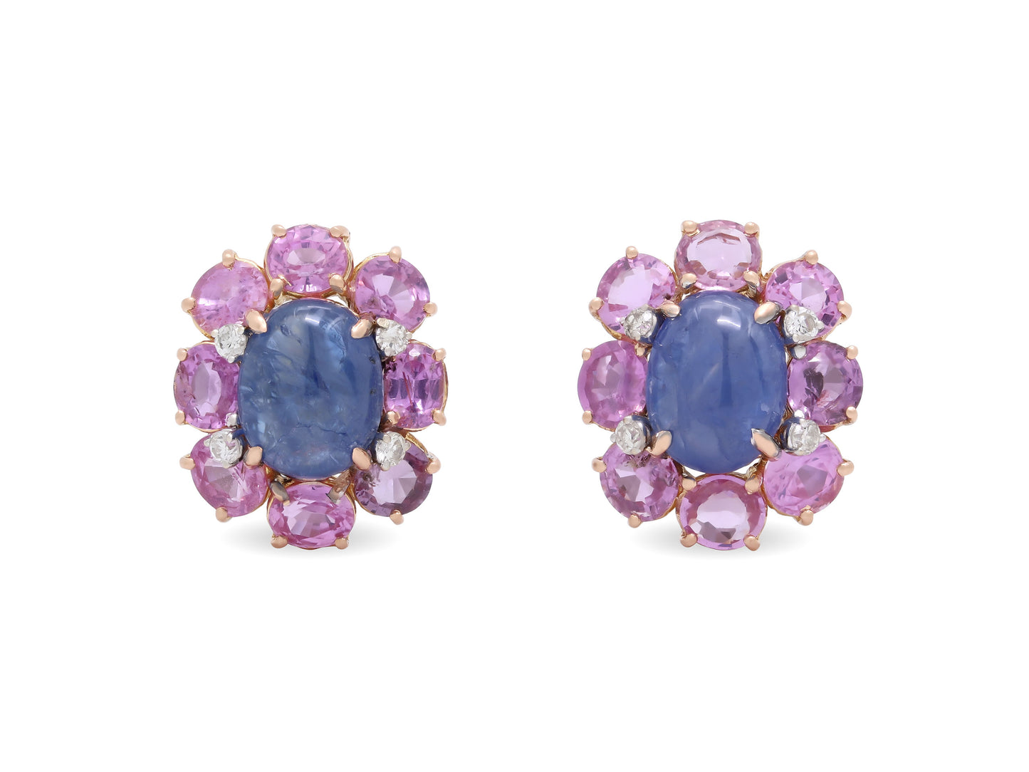 Beladora 'Reimagined' Sapphire and Diamond Earrings in 18K Rose Gold
