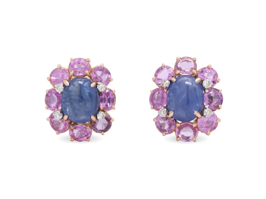 Beladora 'Reimagined' Sapphire and Diamond Earrings in 18K Rose Gold