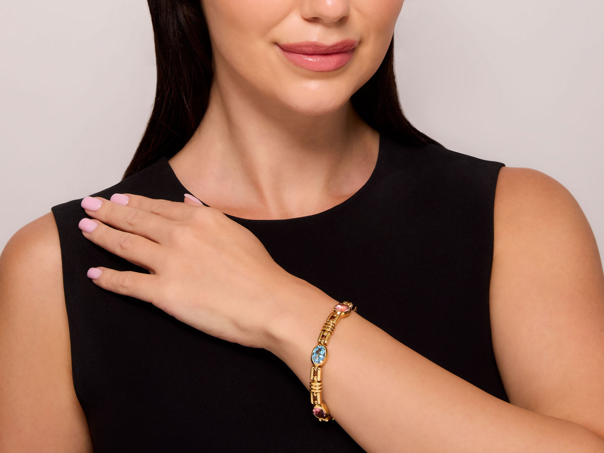 Bulgari Kunzite and Blue Topaz Bracelet in 18K Gold