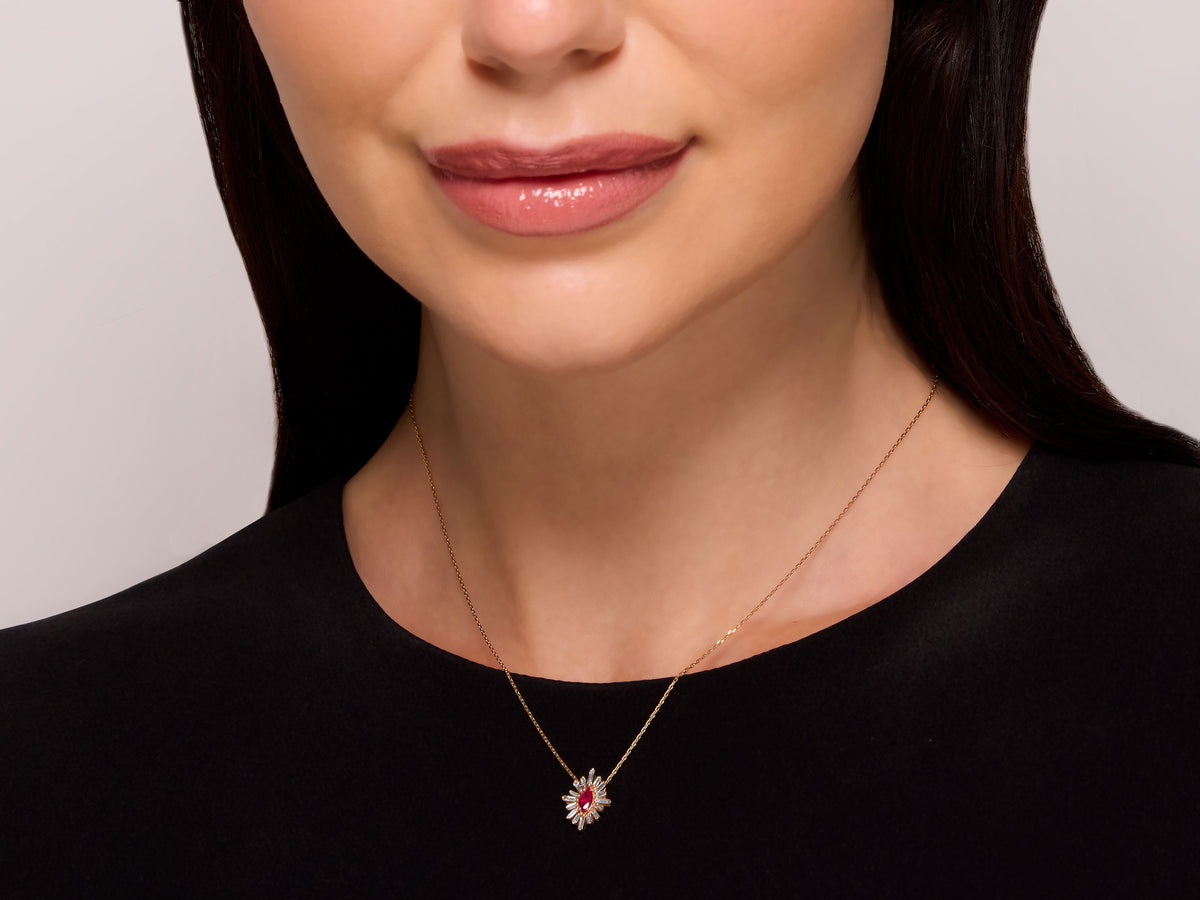 Suzanne Kalan Ruby and Diamond Necklace in 18K Rose Gold