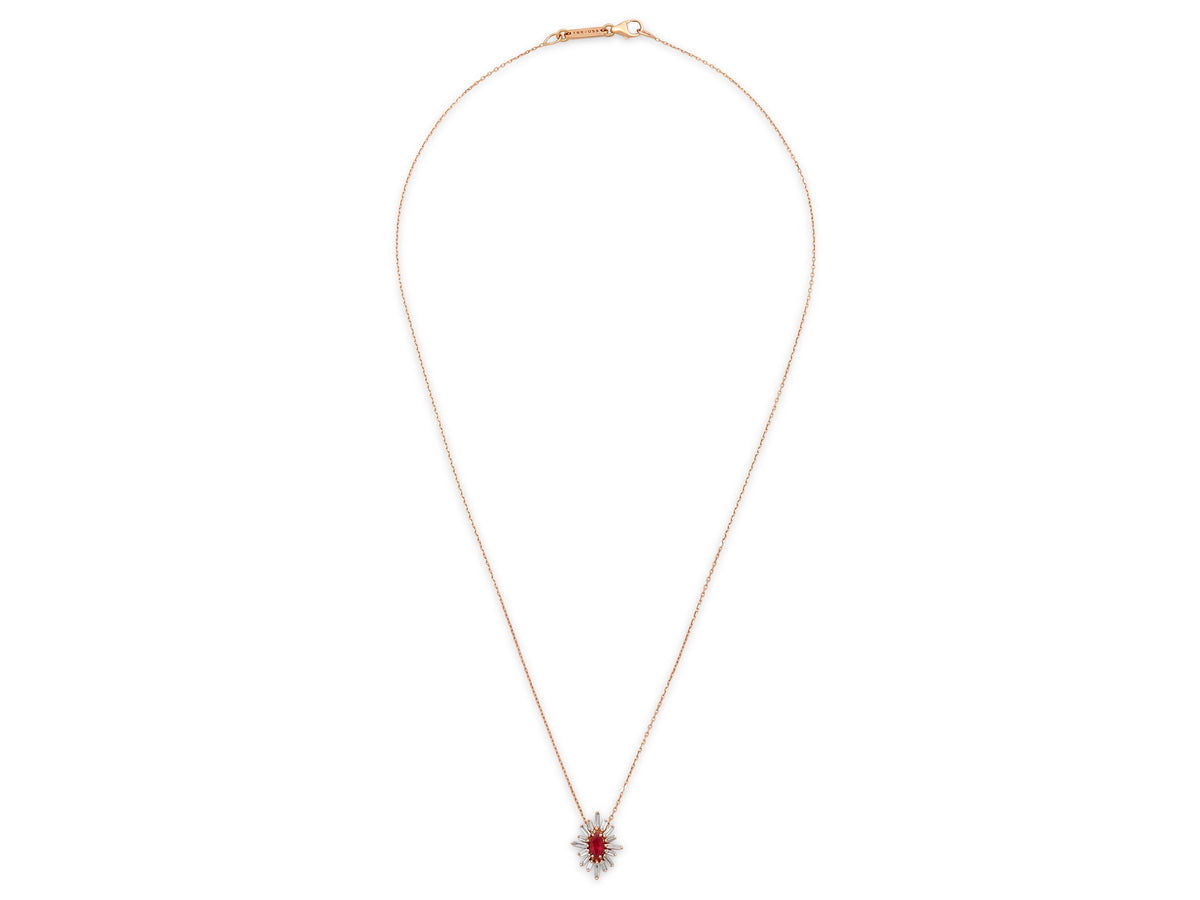 Suzanne Kalan Ruby and Diamond Necklace in 18K Rose Gold