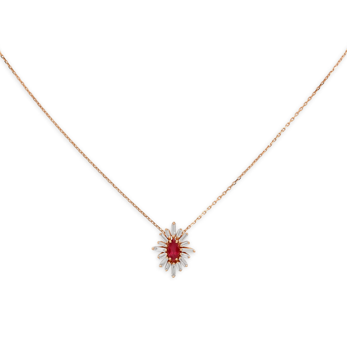 Suzanne Kalan Ruby and Diamond Necklace in 18K Rose Gold
