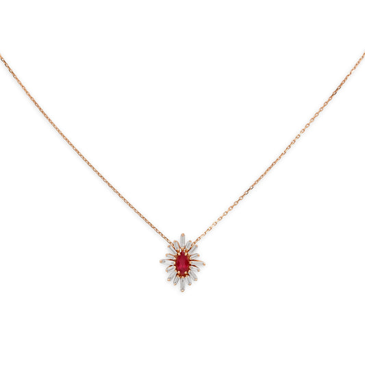 Suzanne Kalan Ruby and Diamond Necklace in 18K Rose Gold