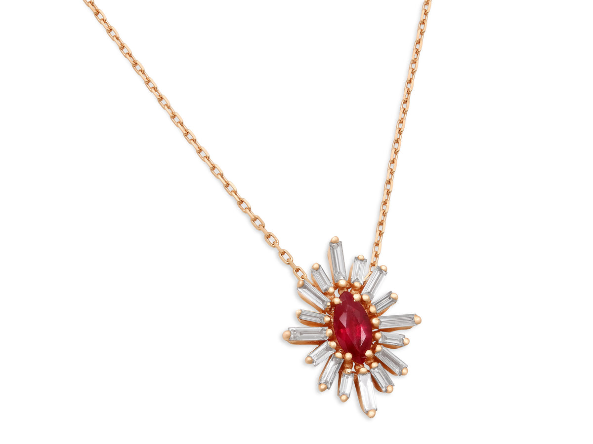 Suzanne Kalan Ruby and Diamond Necklace in 18K Rose Gold