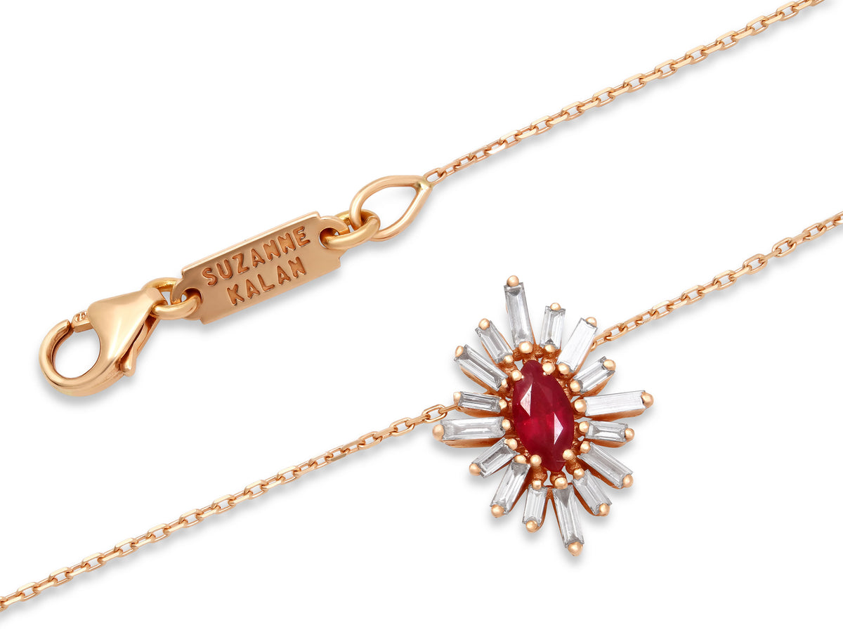 Suzanne Kalan Ruby and Diamond Necklace in 18K Rose Gold