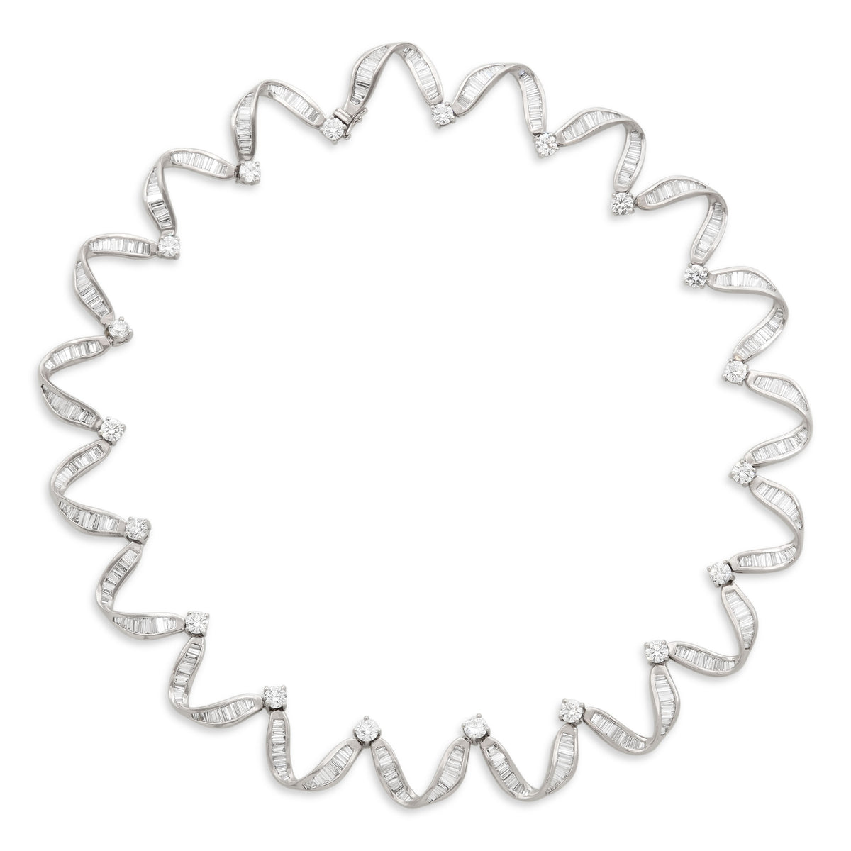 Diamond Ribbon Necklace in Platinum