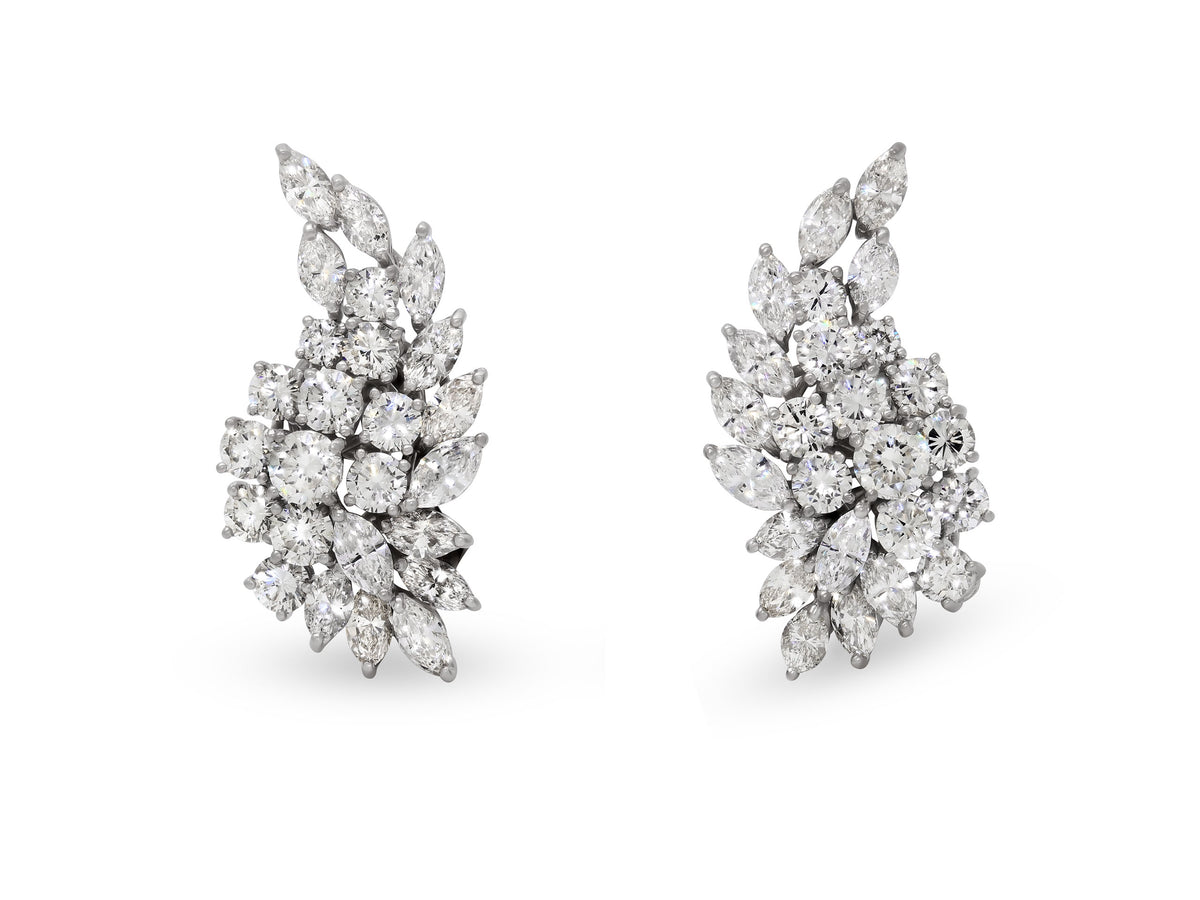 Diamond Cluster Earrings in Platinum