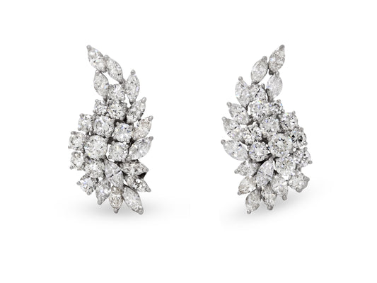 Diamond Cluster Earrings in Platinum