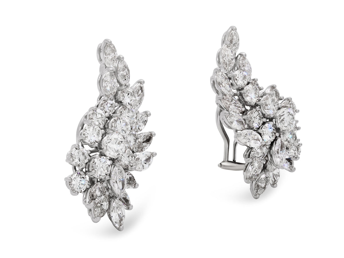 Diamond Cluster Earrings in Platinum