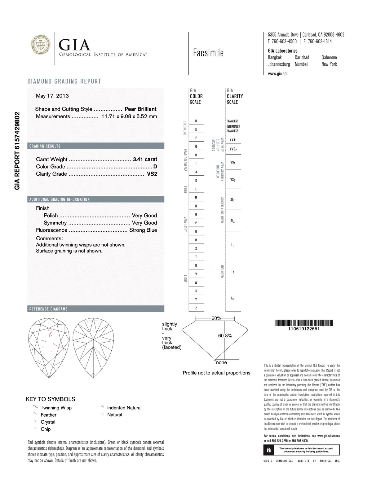  report image for Beladora 'Bespoke' Pear-shape Diamond Drop Earrings, 6.52 carats total, in Platinum