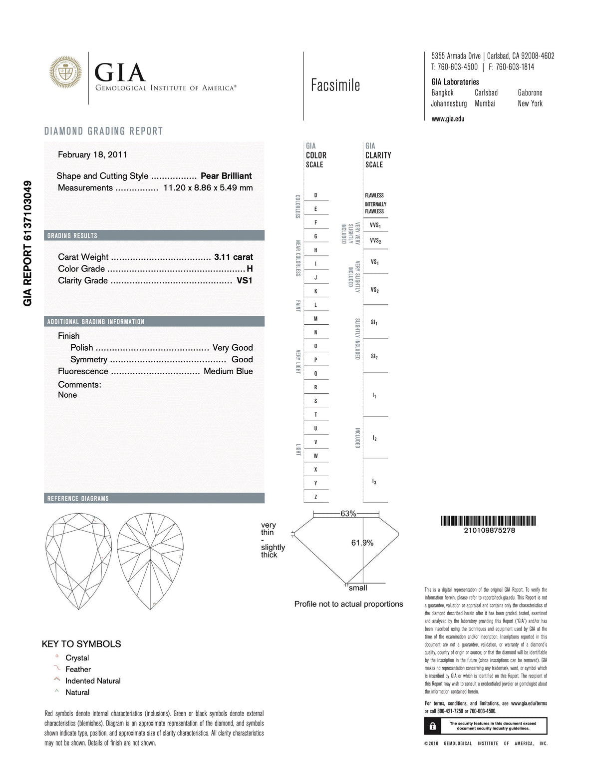  report image for Beladora 'Bespoke' Pear-shape Diamond Drop Earrings, 6.52 carats total, in Platinum