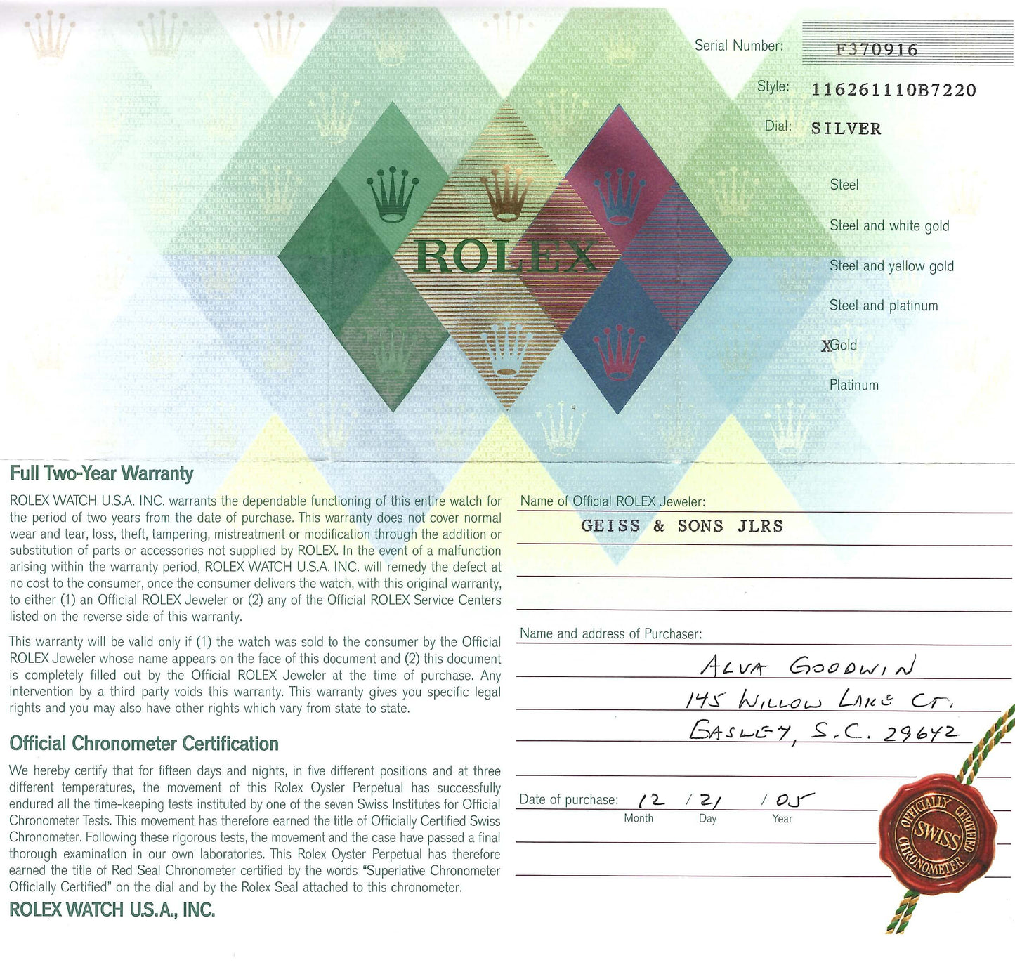 CERTIFICATE