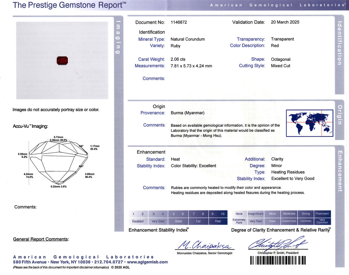  report image for Tiffany & Co. Three Stone Burma Ruby, 2.06 carat, and Diamond Ring in Platinum