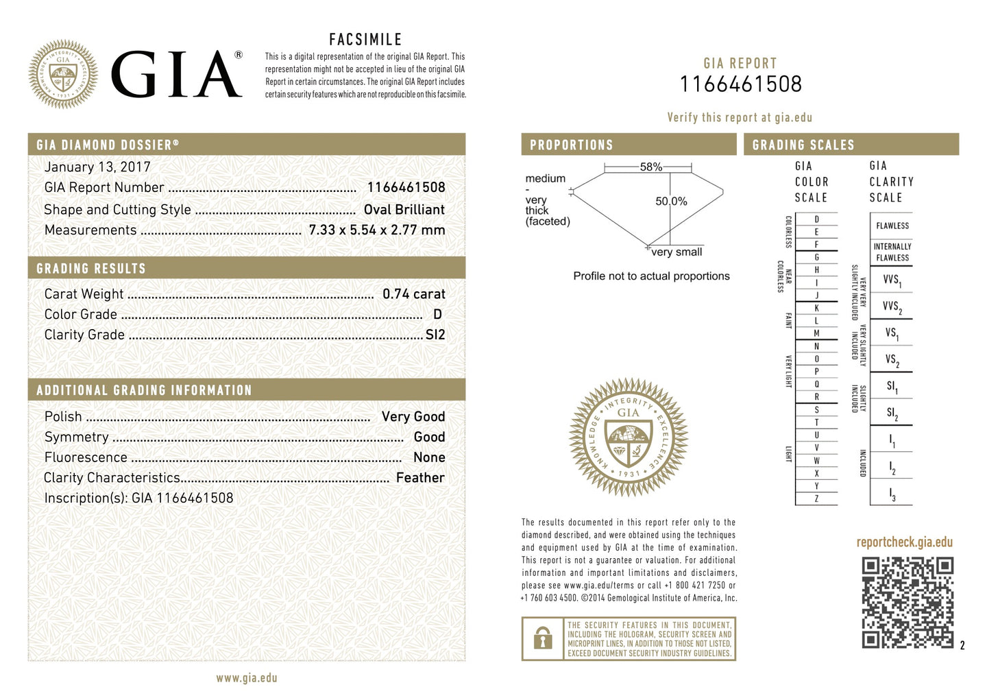 GIA 1166461508 report image for Beladora 'Bespoke' Oval Diamond Pinky Ring, 0.74 carat D/SI2, in 18K Gold