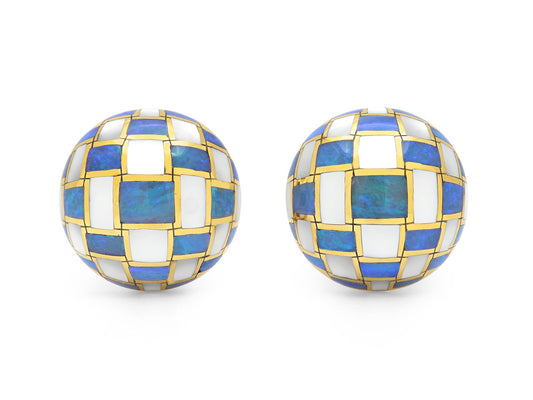 Tiffany & Co. Angela Cummings Mother-of-Pearl and Opal Inlay Earrings in 18K Gold