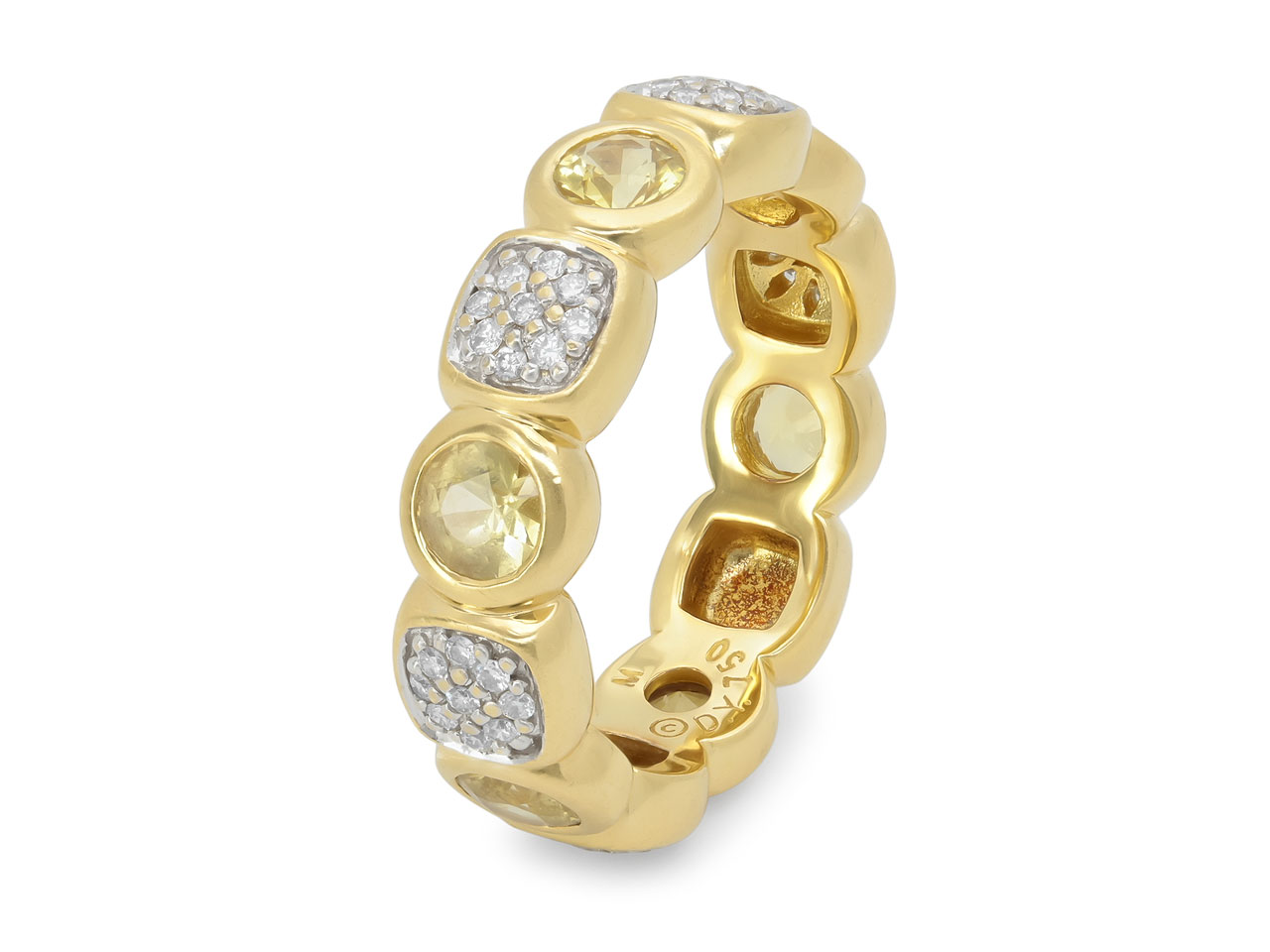 David Yurman 'Chiclet' Diamond and Citrine Ring in 18K Gold
