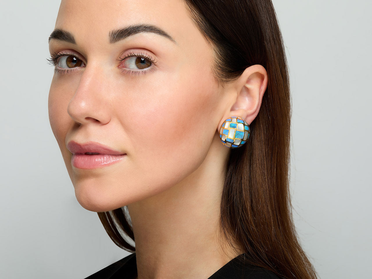 Tiffany & Co. Angela Cummings Mother-of-Pearl and Opal Inlay Earrings in 18K Gold