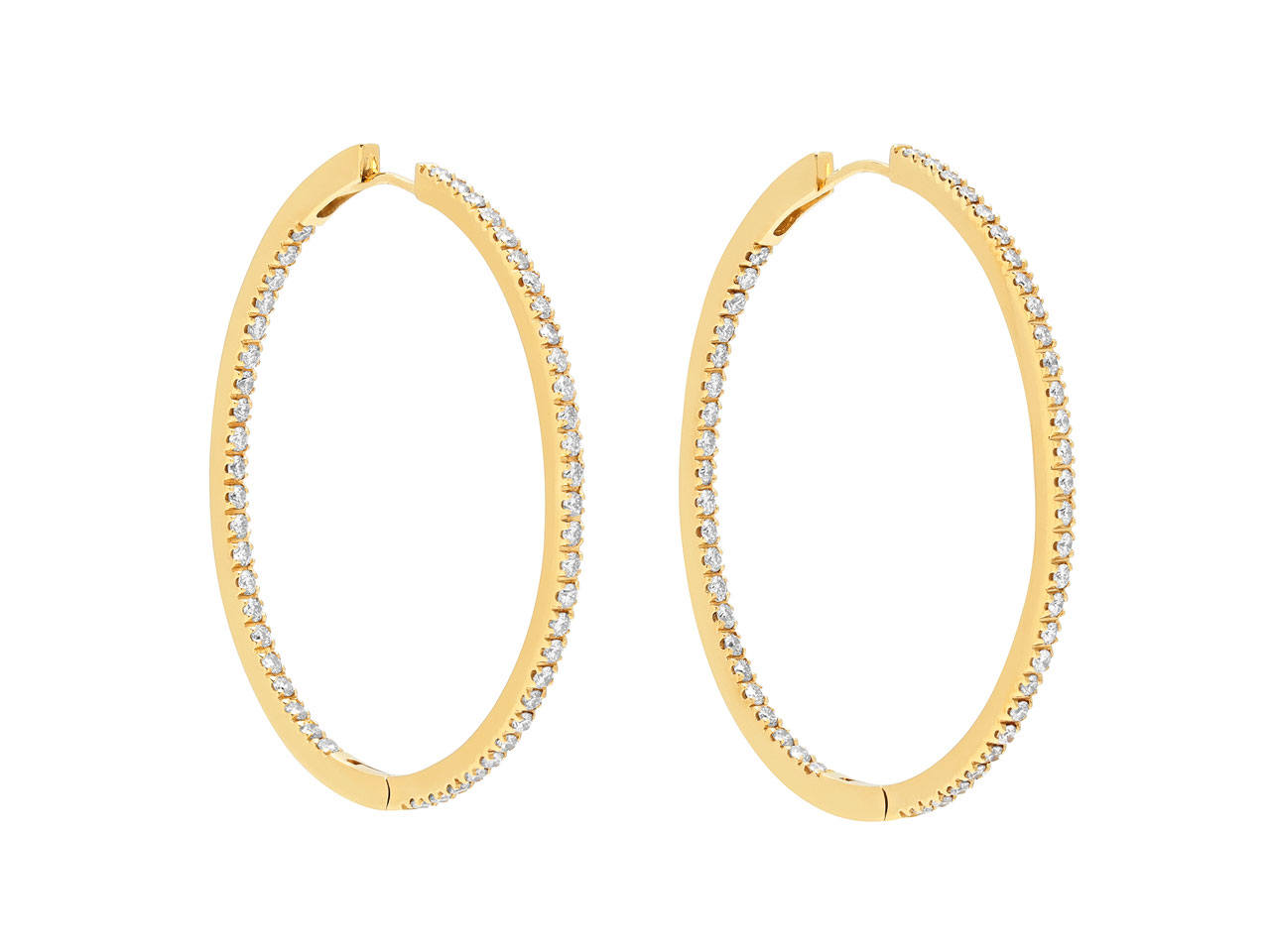 Memoire of Paris Diamond Oval Hoop Earrings in 18K Gold