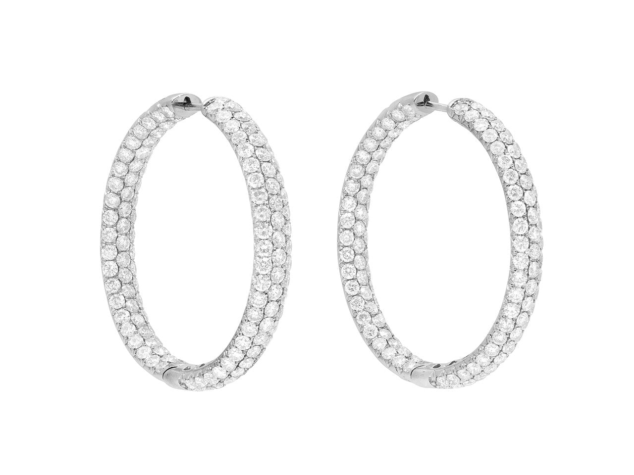 Pavé Diamond Hoop Earrings in 18K White Gold