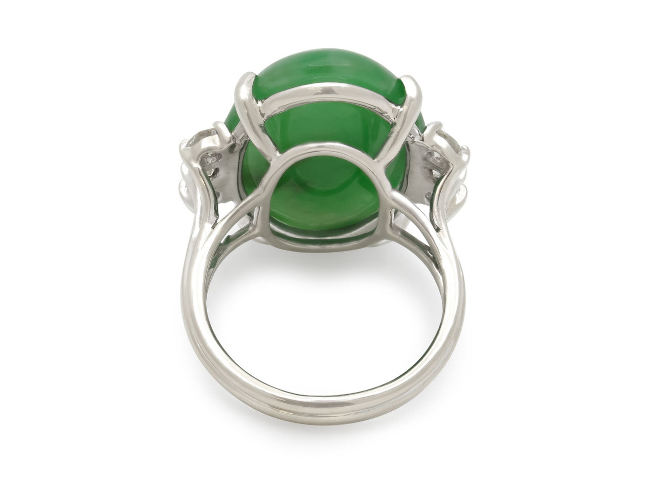 Jade and Diamond Ring in 14K White Gold