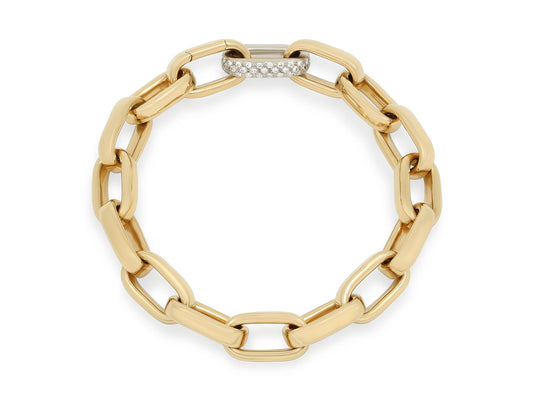 Italian Link Bracelet, with Diamonds, 18K Gold, by Beladora
