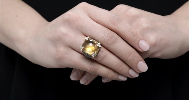 Judith Ripka 'Monaco' Diamond and Citrine Ring in 18 #512512