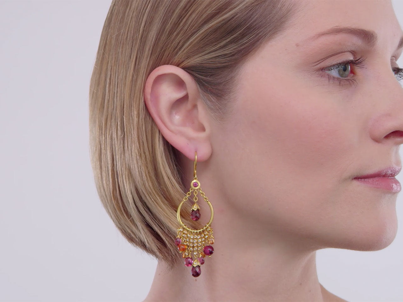 Garrard 'Lotus' Diamond and Tourmaline Earrings in 18K Gold