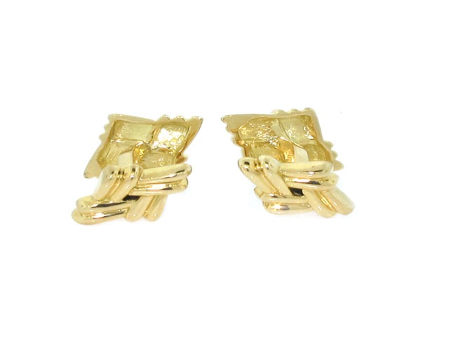 Charles Gold & Co. Basketweave Cufflinks in 18K Gold